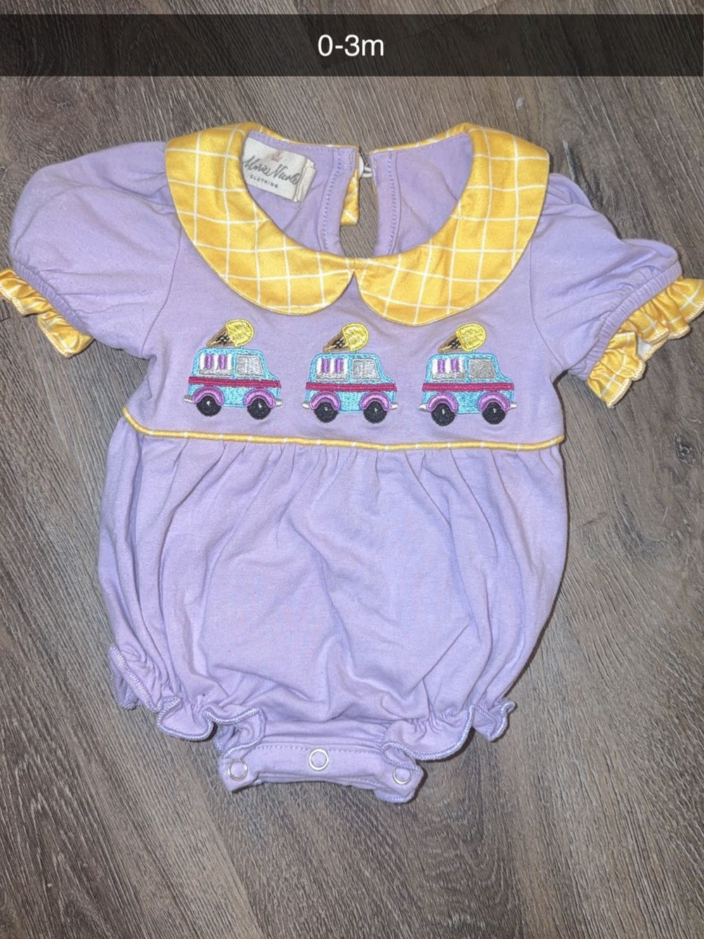 Mila & Rose Lavender Ice Cream Truck Baby One-Piece (0-3m)
